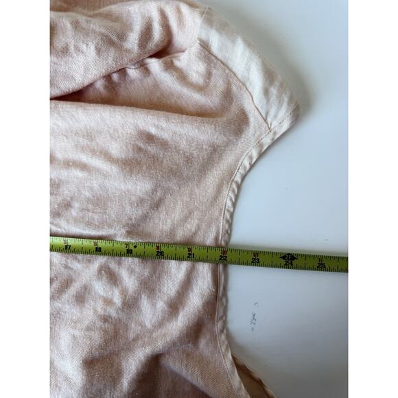 J. Jill Love Linen Blouse 100% Linen Sz S Peach 3/4 Sleeve Pullover V Neck - Picture 7 of 8